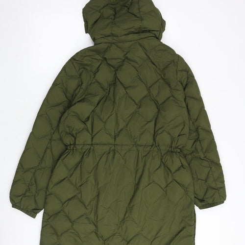 Marks and Spencer Womens Green Quilted Coat Size 16 Zip