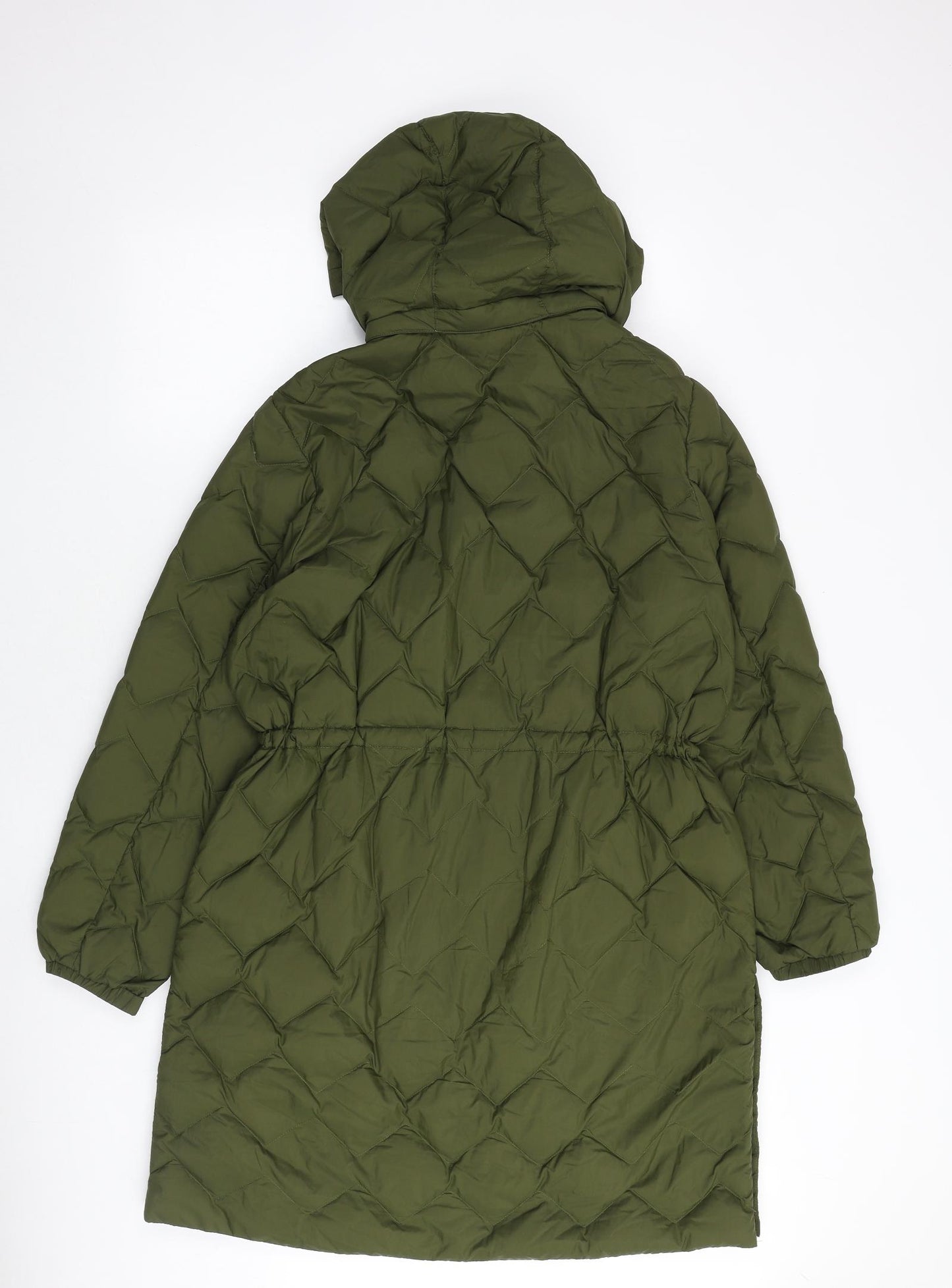 Marks and Spencer Womens Green Quilted Coat Size 16 Zip