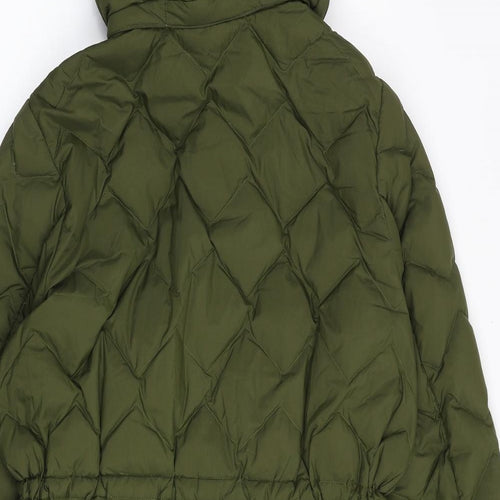 Marks and Spencer Womens Green Quilted Coat Size 16 Zip