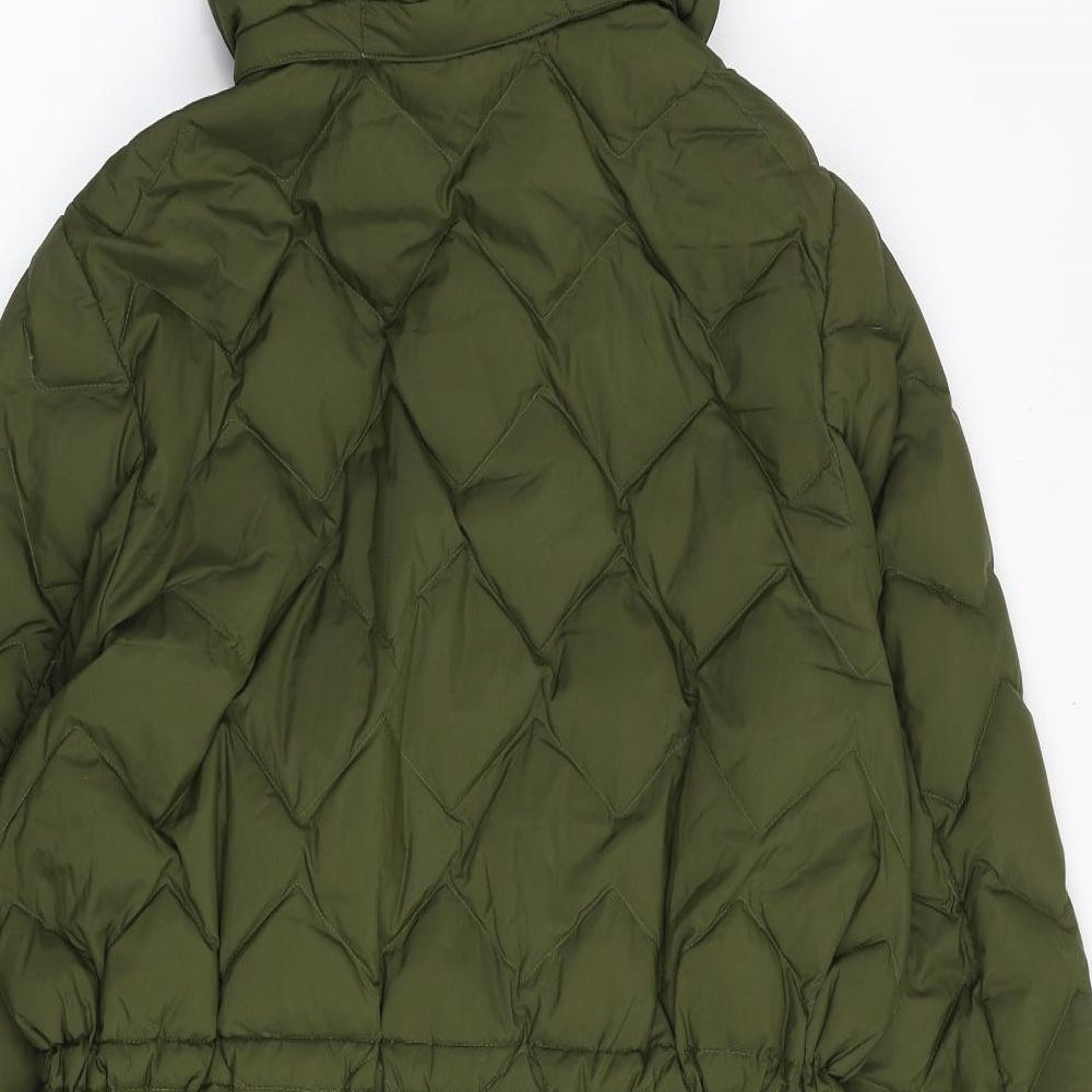 Marks and Spencer Womens Green Quilted Coat Size 16 Zip