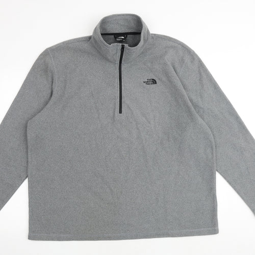 The North Face Mens Grey Geometric Polyester Pullover Sweatshirt Size 2XL Zip
