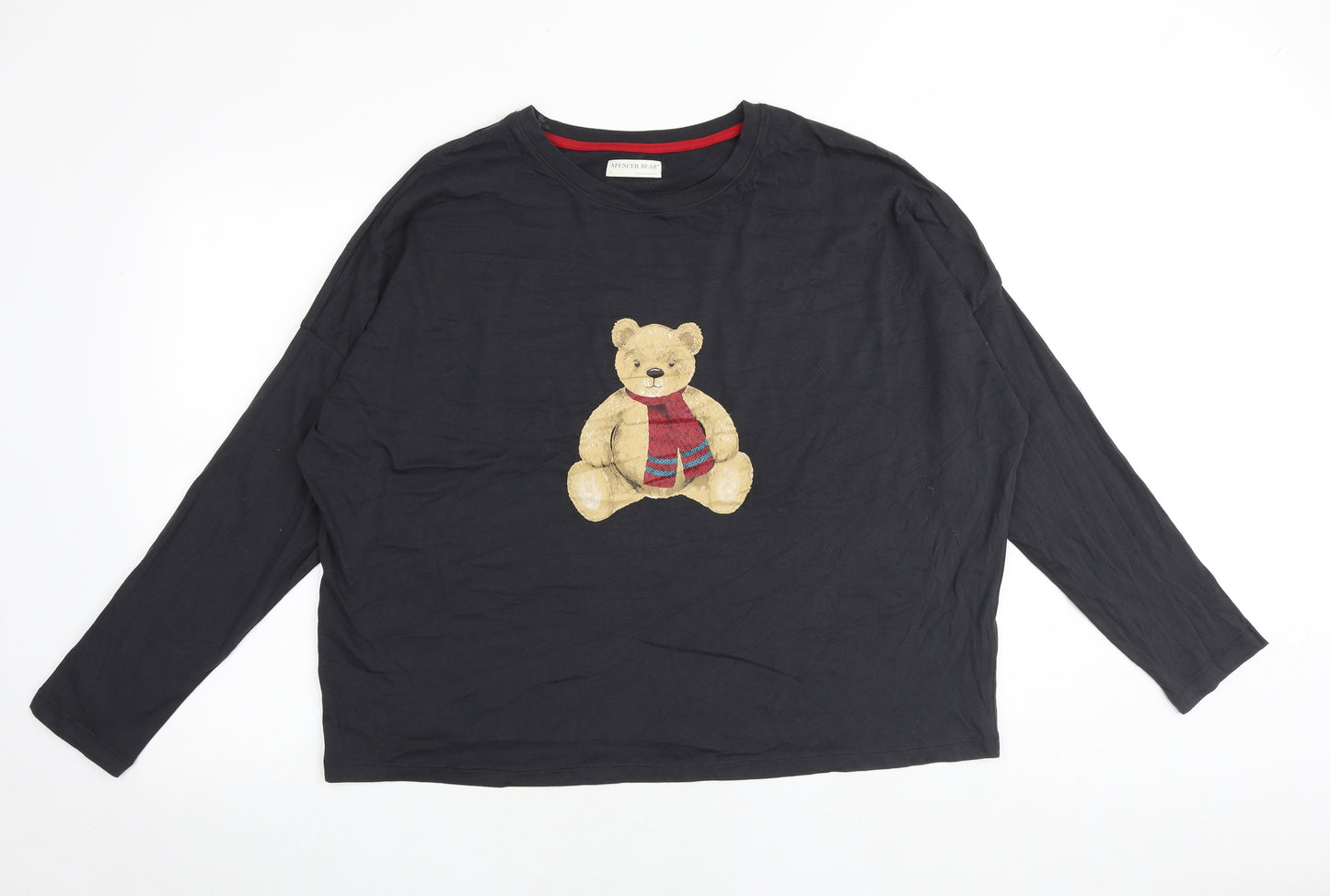 Marks and Spencer Womens Grey Cotton Basic T-Shirt Size XL Round Neck - Spencer Bear