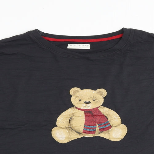 Marks and Spencer Womens Grey Cotton Basic T-Shirt Size XL Round Neck - Spencer Bear