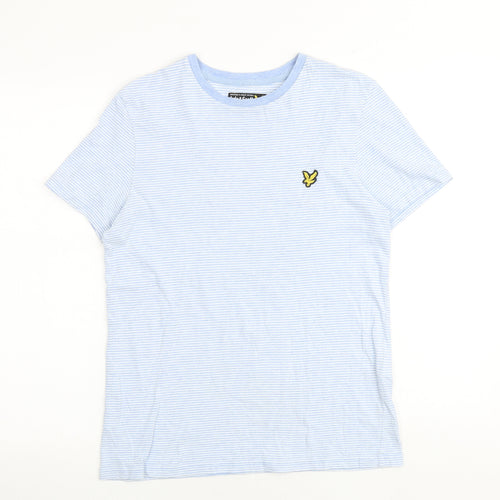 Lyle & Scott Mens Silver Striped Cotton T-Shirt Size S Round Neck
