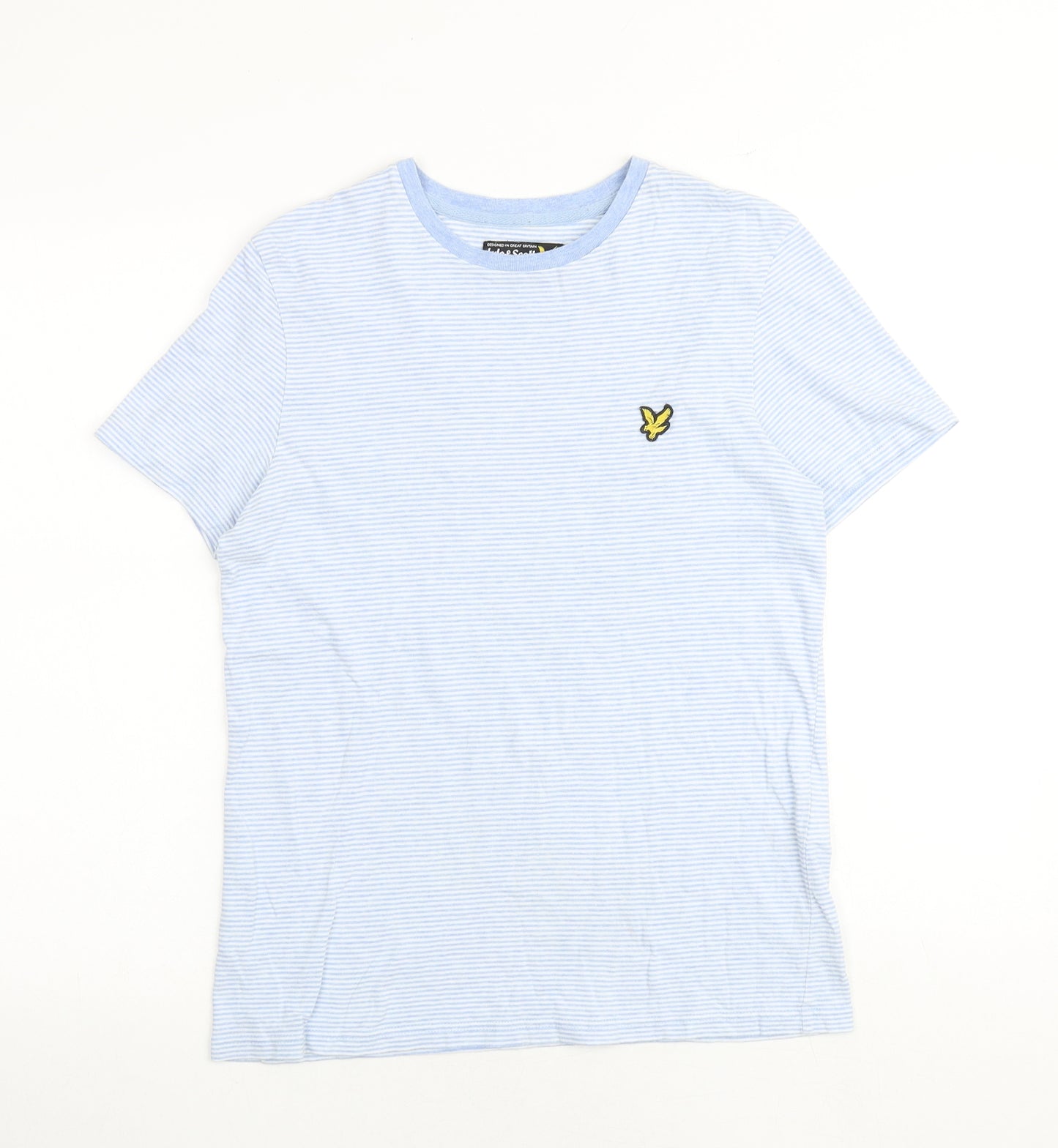 Lyle & Scott Mens Silver Striped Cotton T-Shirt Size S Round Neck