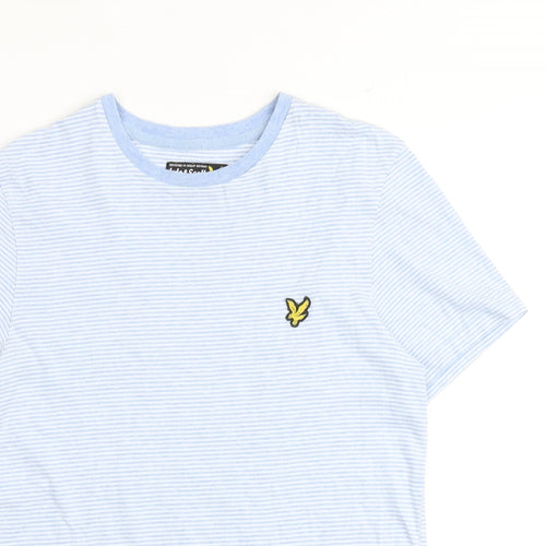Lyle & Scott Mens Silver Striped Cotton T-Shirt Size S Round Neck