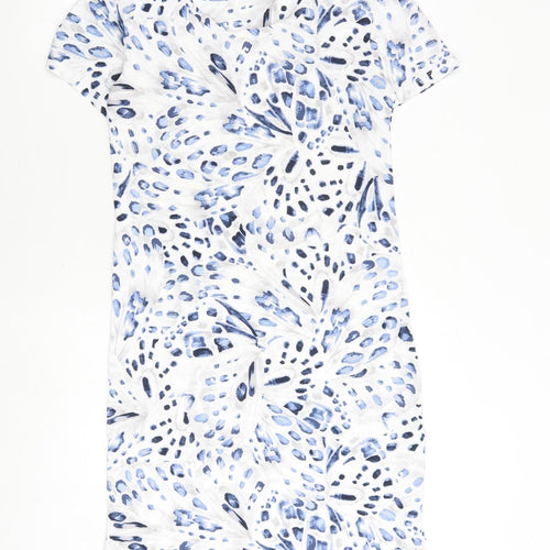 Marks and Spencer Womens Blue Geometric Cotton Top Dress Size XS