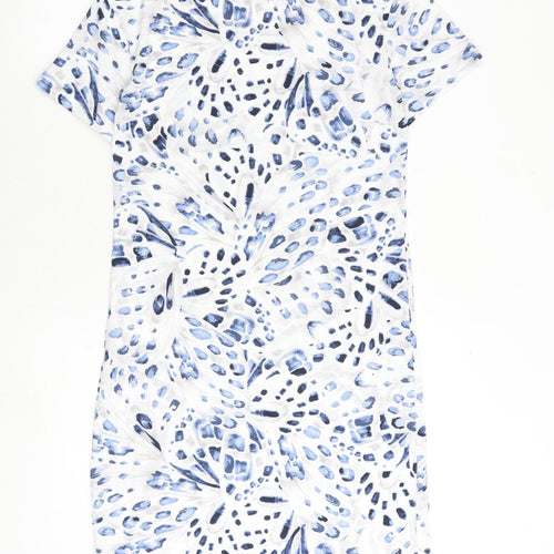 Marks and Spencer Womens Blue Geometric Cotton Top Dress Size XS