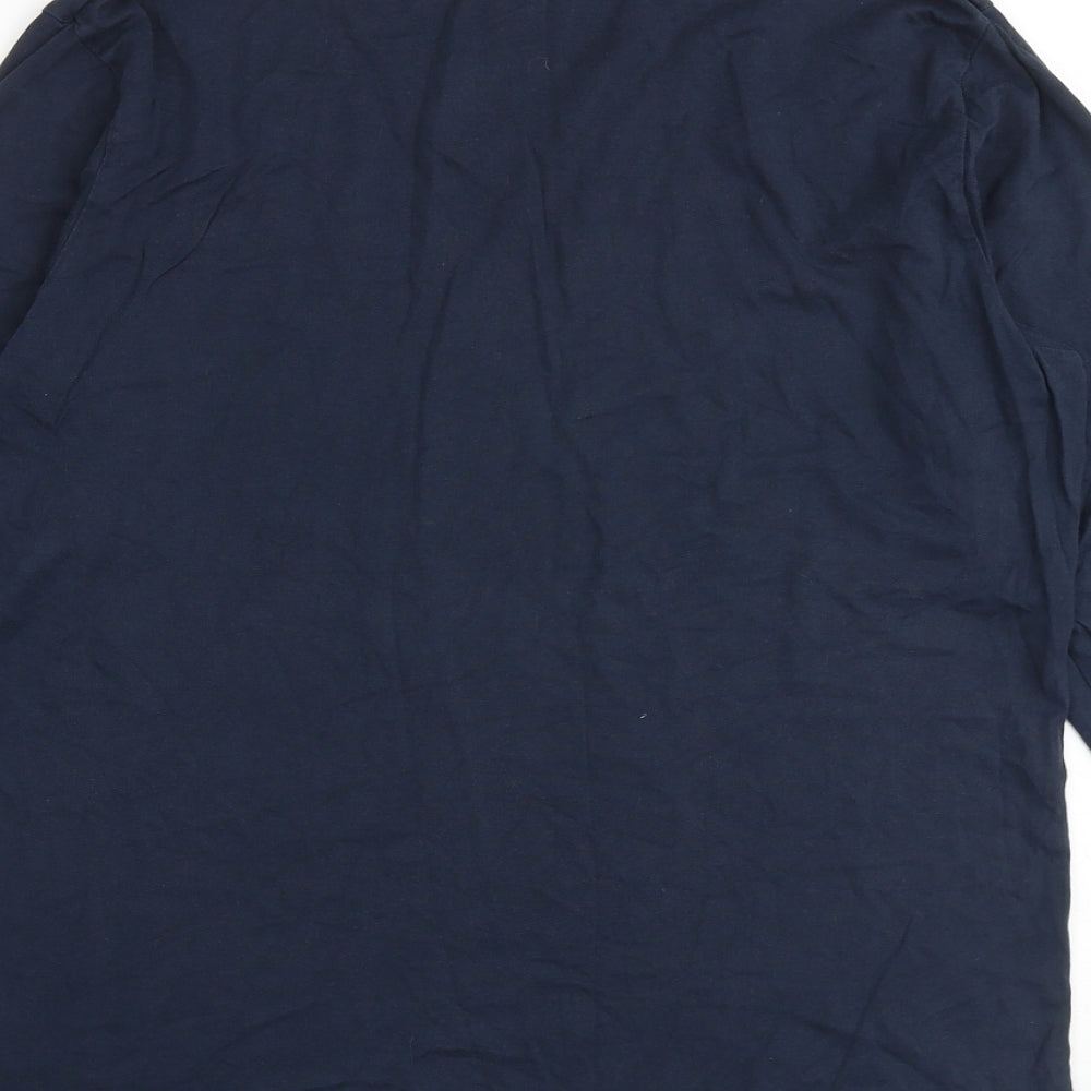 Marks and Spencer Mens Blue Cotton T-Shirt Size M V-Neck - Heatgen