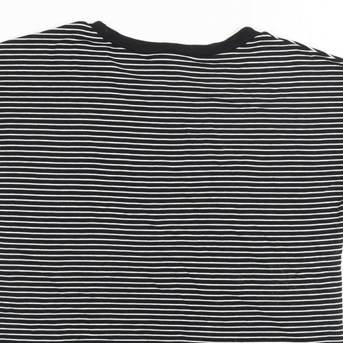 Zara Womens Black Striped Viscose Basic T-Shirt Size S Round Neck