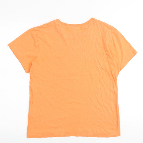 adidas Girls Orange 100% Cotton Basic T-Shirt Size 12-13 Years Round Neck Pullover