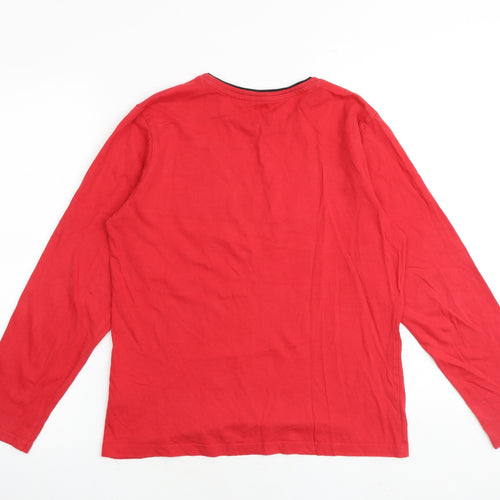 Marks and Spencer Boys Red 100% Cotton Basic T-Shirt Size 13-14 Years Round Neck Pullover - Manchester United