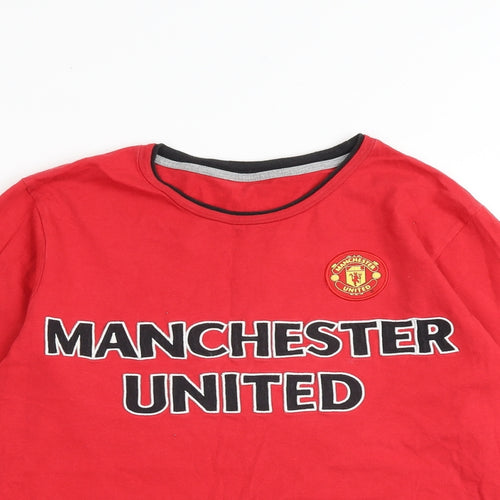 Marks and Spencer Boys Red 100% Cotton Basic T-Shirt Size 13-14 Years Round Neck Pullover - Manchester United