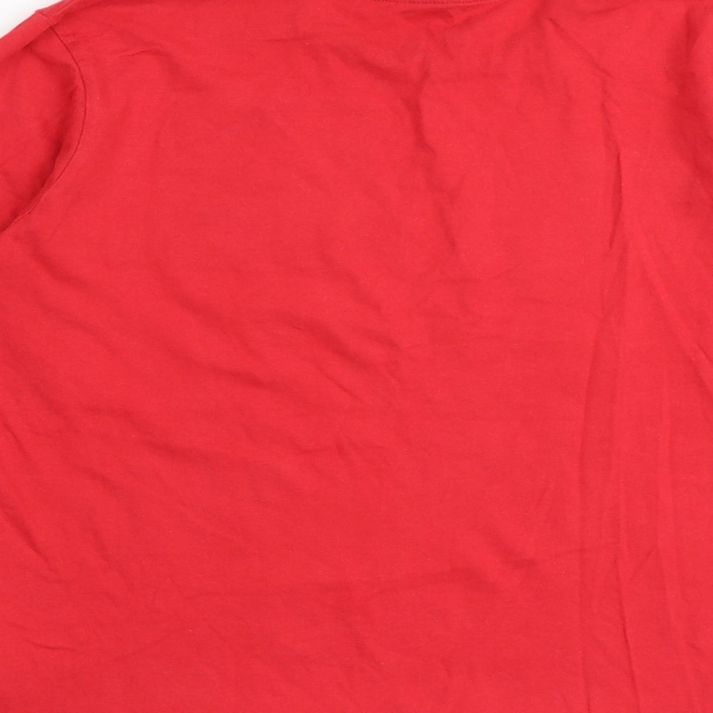 Marks and Spencer Boys Red 100% Cotton Basic T-Shirt Size 13-14 Years Round Neck Pullover - Manchester United