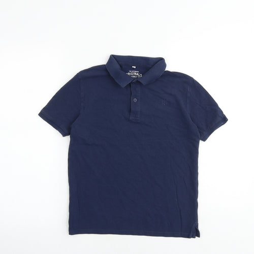 Marks and Spencer Boys Blue 100% Cotton Basic Polo Size 11-12 Years Collared Button
