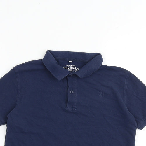Marks and Spencer Boys Blue 100% Cotton Basic Polo Size 11-12 Years Collared Button