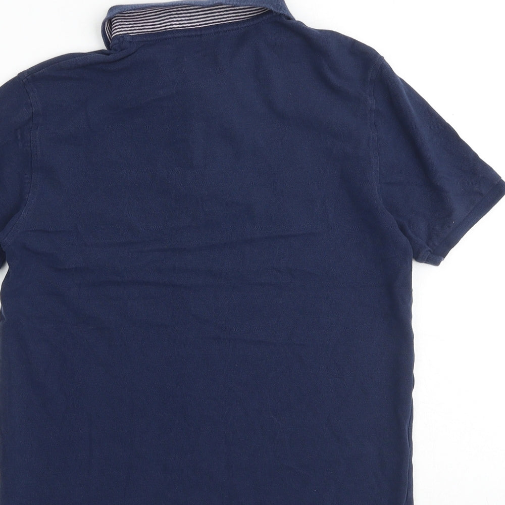 Marks and Spencer Boys Blue 100% Cotton Basic Polo Size 11-12 Years Collared Button