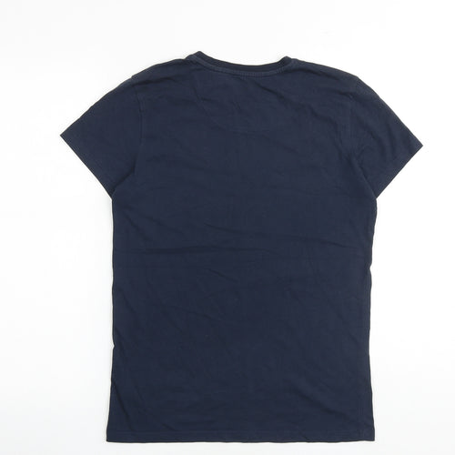 Blue Zoo Boys Blue 100% Cotton Basic T-Shirt Size 13-14 Years Round Neck Pullover - Dinosaur Print