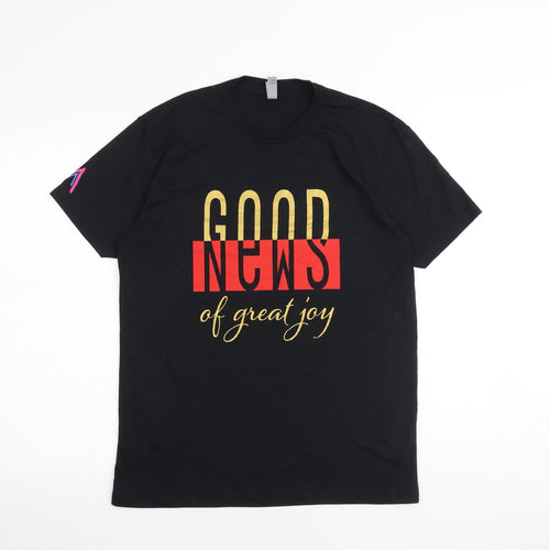 Next Level Mens Black Cotton T-Shirt Size M Round Neck - Good News Of Great Joy