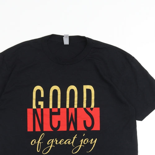 Next Level Mens Black Cotton T-Shirt Size M Round Neck - Good News Of Great Joy