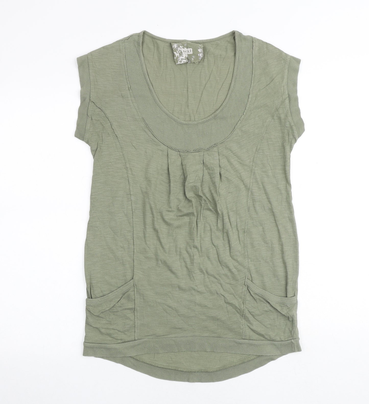 NEXT Womens Green 100% Cotton Tunic T-Shirt Size S Scoop Neck