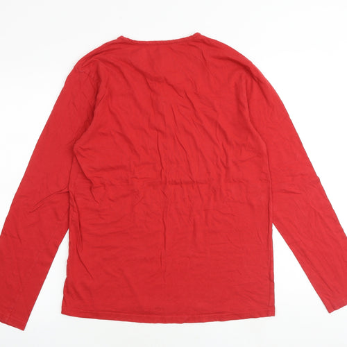 Symbol Essentials Mens Red Cotton T-Shirt Size M Round Neck