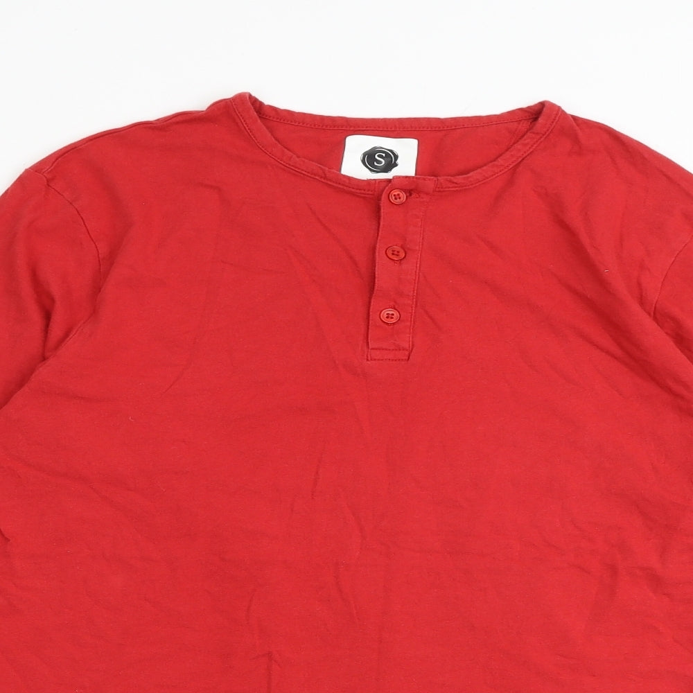 Symbol Essentials Mens Red Cotton T-Shirt Size M Round Neck