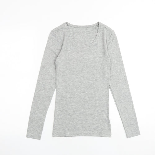 Marks and Spencer Womens Grey Acrylic Basic T-Shirt Size 6 Round Neck - Heatgen
