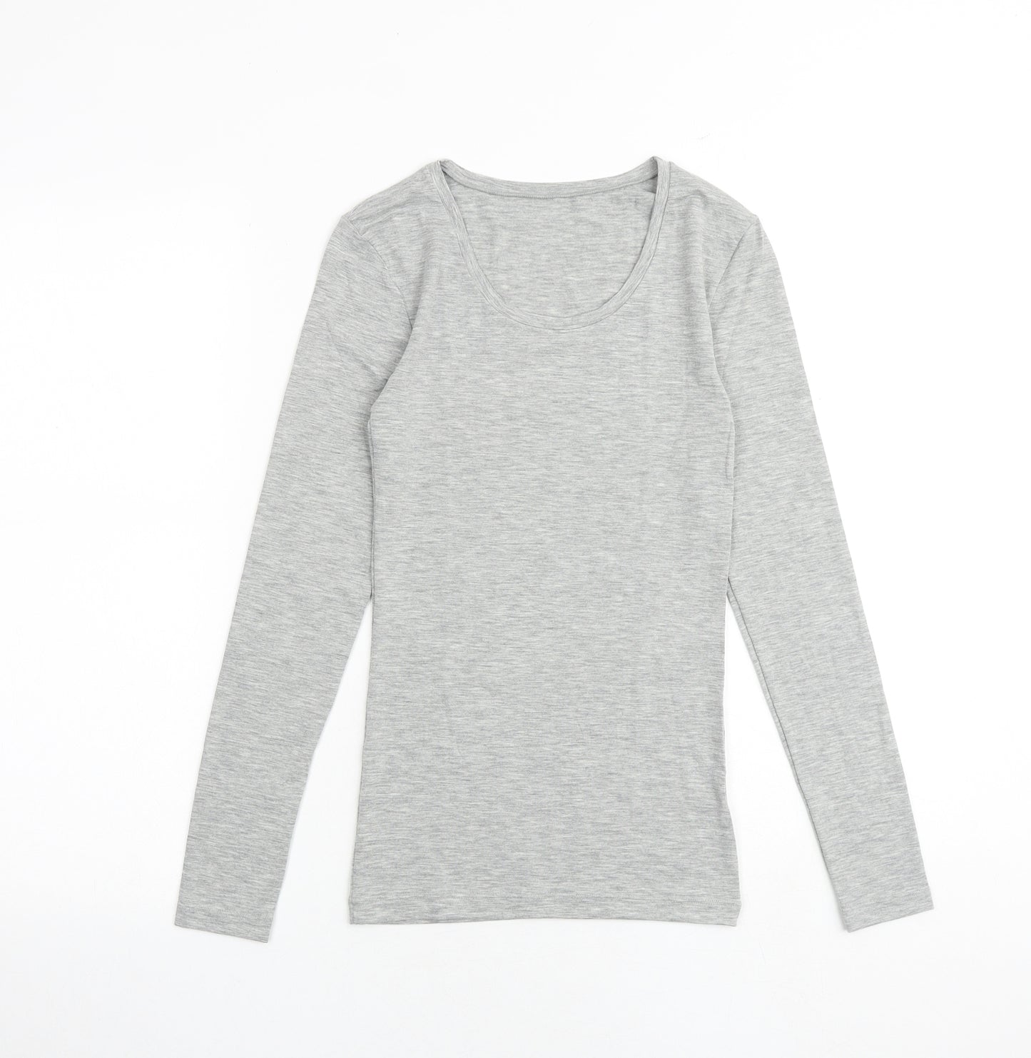 Marks and Spencer Womens Grey Acrylic Basic T-Shirt Size 6 Round Neck - Heatgen