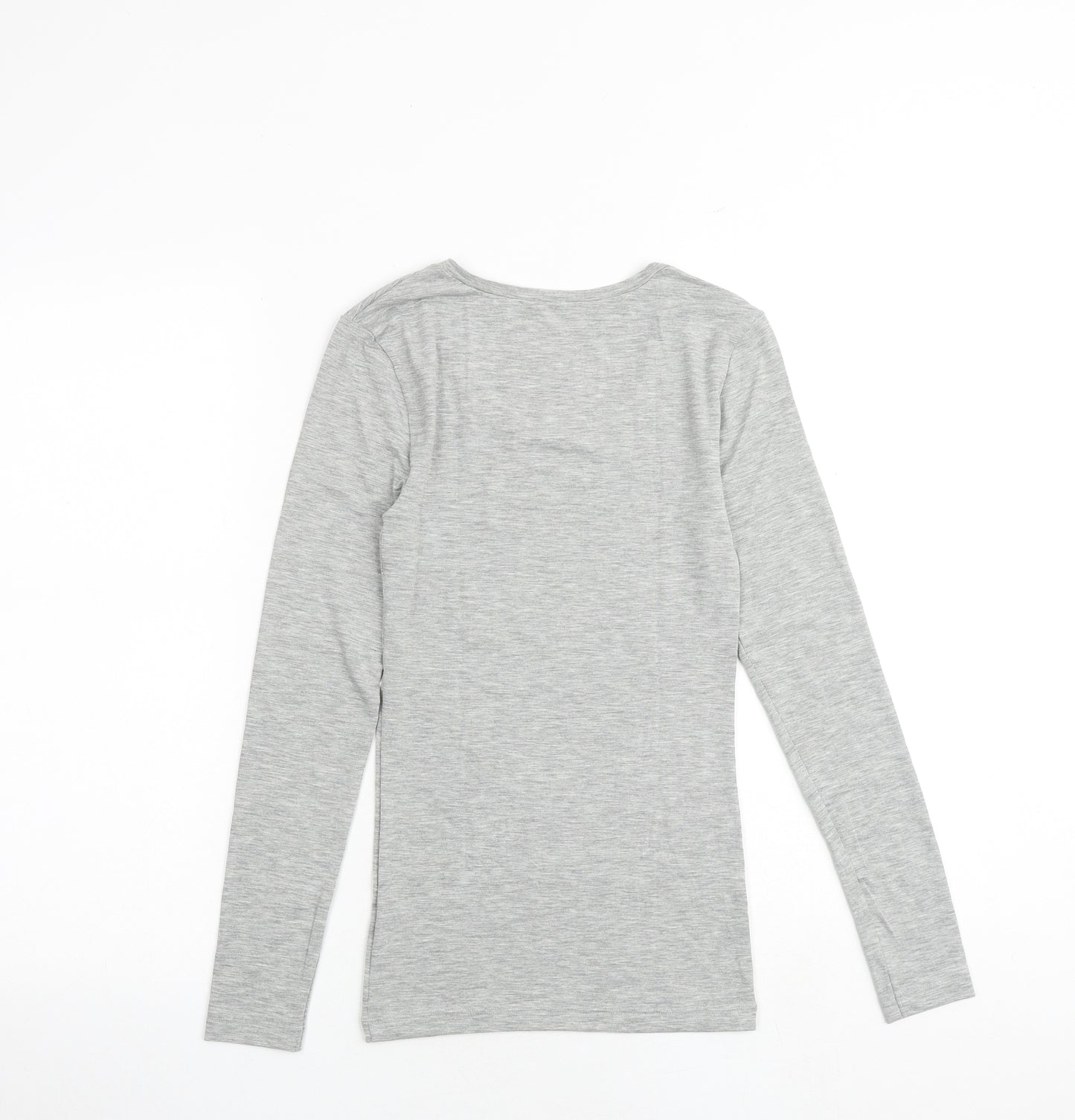 Marks and Spencer Womens Grey Acrylic Basic T-Shirt Size 6 Round Neck - Heatgen