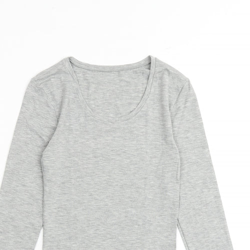 Marks and Spencer Womens Grey Acrylic Basic T-Shirt Size 6 Round Neck - Heatgen