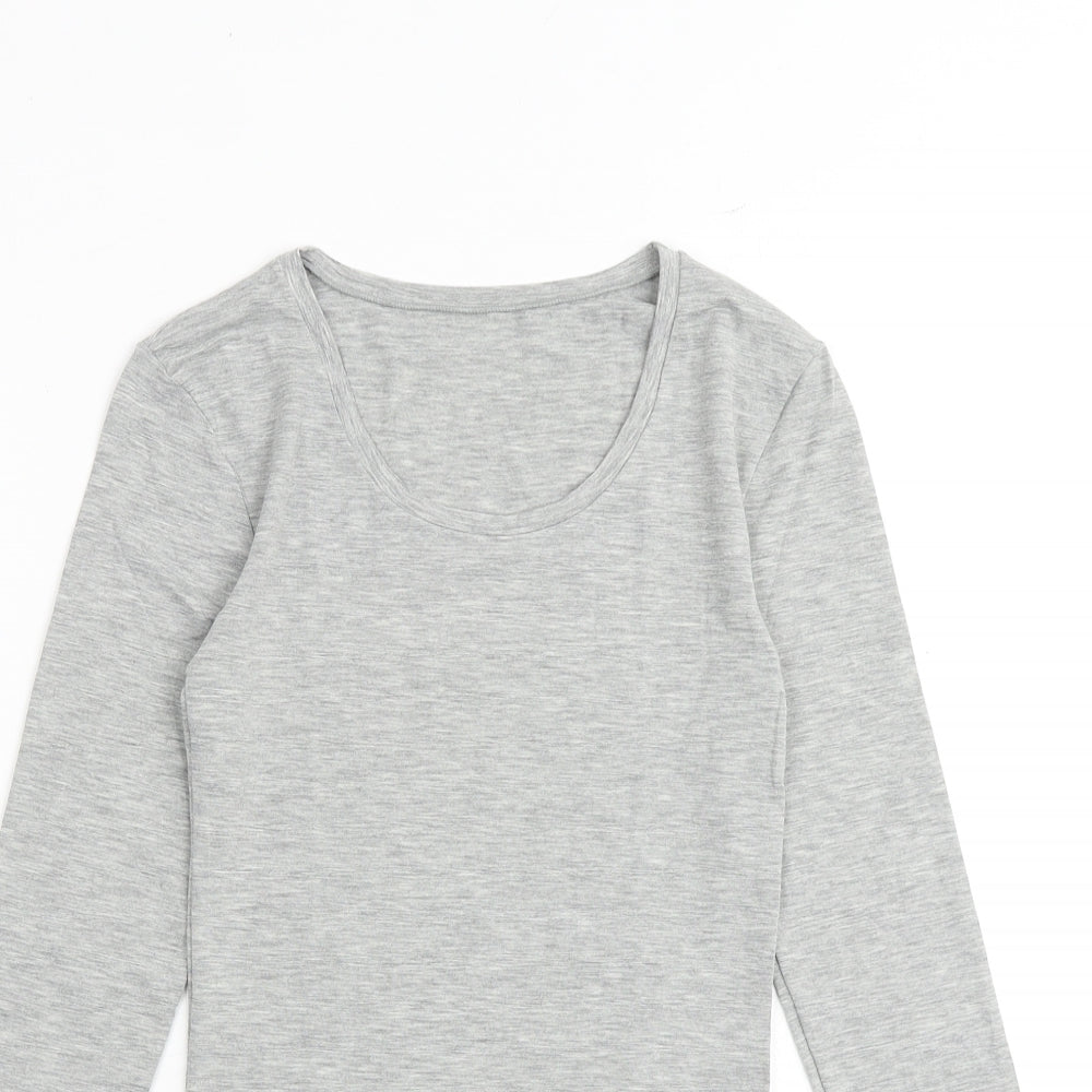 Marks and Spencer Womens Grey Acrylic Basic T-Shirt Size 6 Round Neck - Heatgen