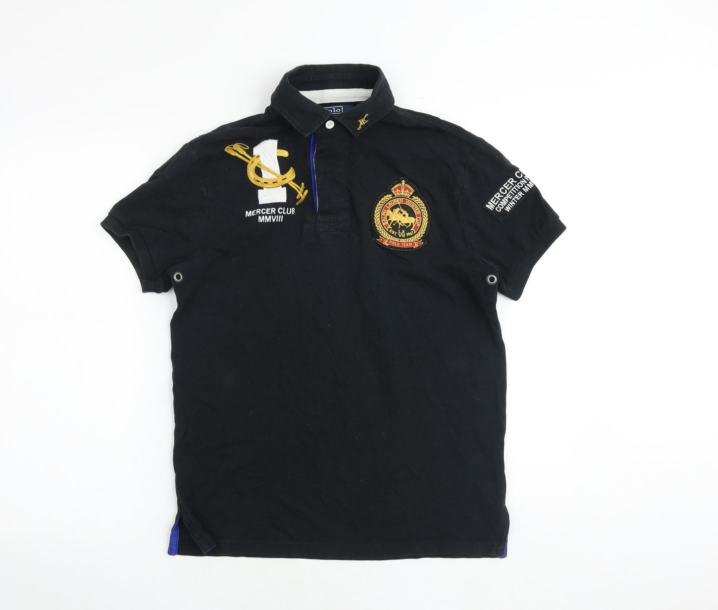 Ralph Lauren Mens Black Cotton Polo Size S Collared Button