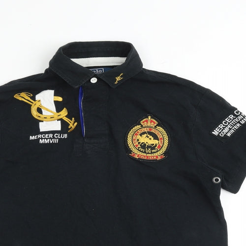 Ralph Lauren Mens Black Cotton Polo Size S Collared Button