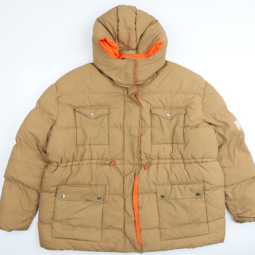 PRETTYLITTLETHING Womens Brown Puffer Jacket Jacket Size M Zip