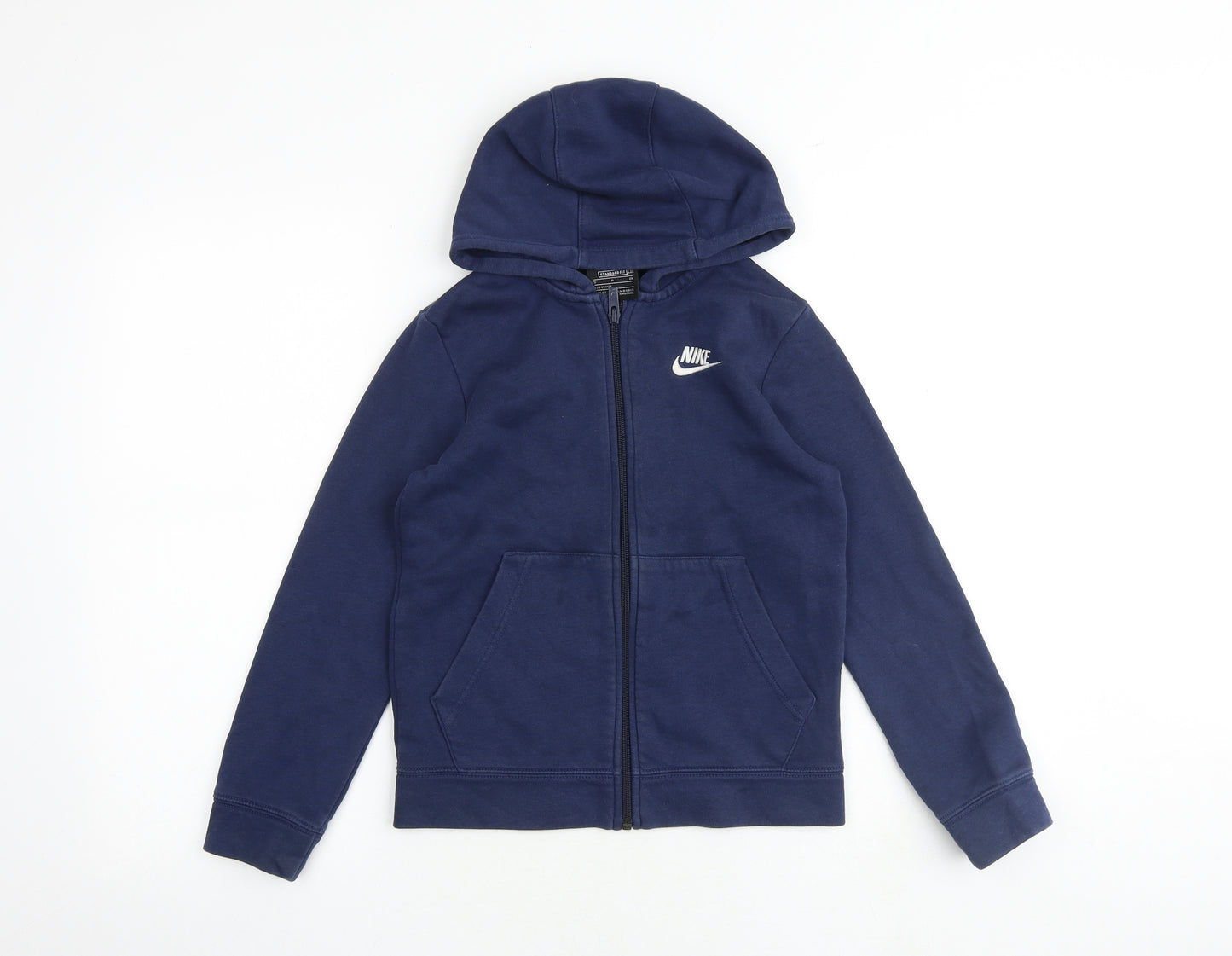 Nike Boys Blue Cotton Full Zip Hoodie Size S Zip