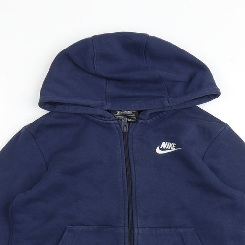 Nike Boys Blue Cotton Full Zip Hoodie Size S Zip