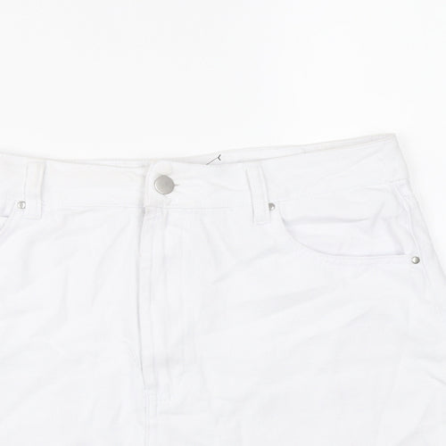 Boohoo Womens White Cotton Mini Skirt Size 14 Button