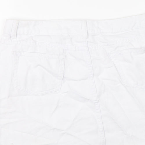 Boohoo Womens White Cotton Mini Skirt Size 14 Button