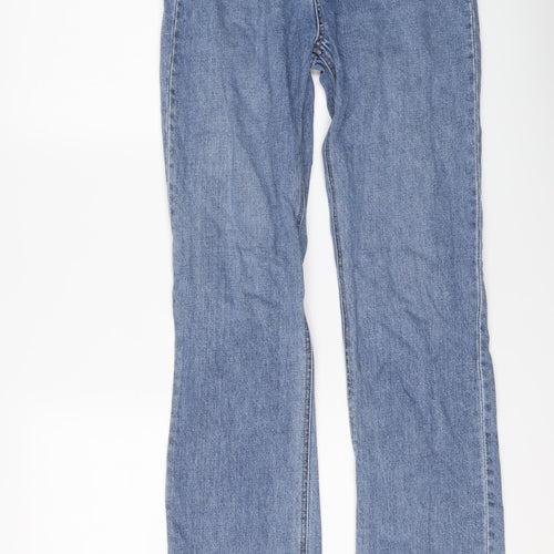 H&M Womens Blue Cotton Straight Jeans Size 8 L30 in Regular Button