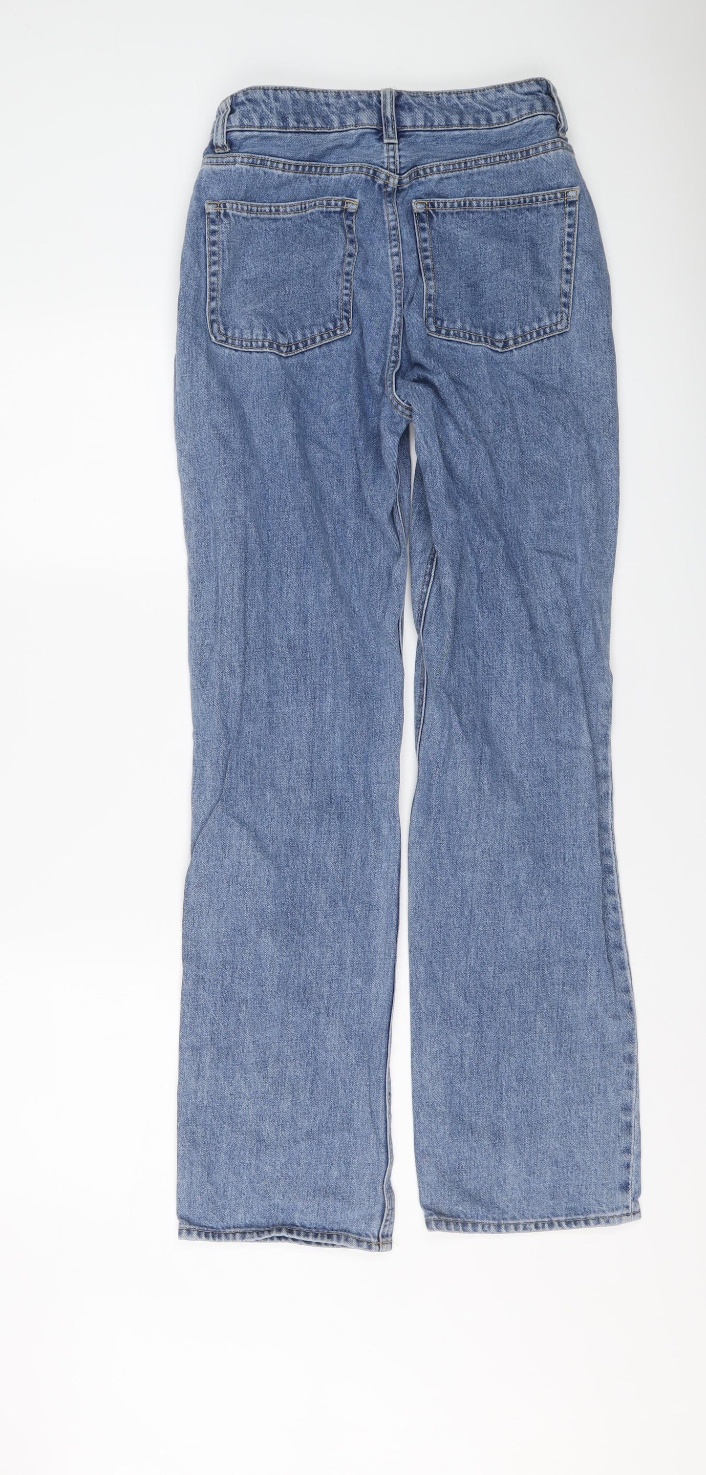 H&M Womens Blue Cotton Straight Jeans Size 8 L30 in Regular Button