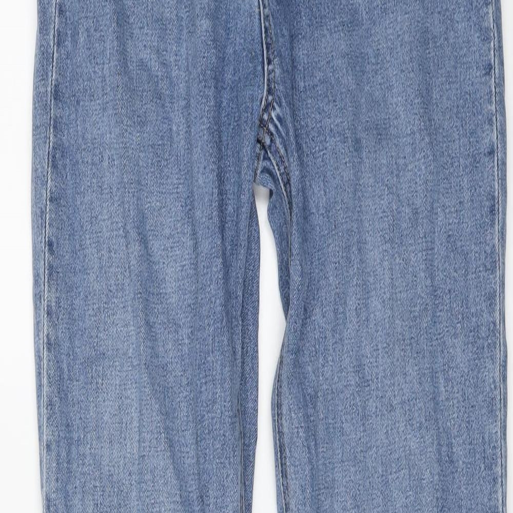 H&M Womens Blue Cotton Straight Jeans Size 8 L30 in Regular Button