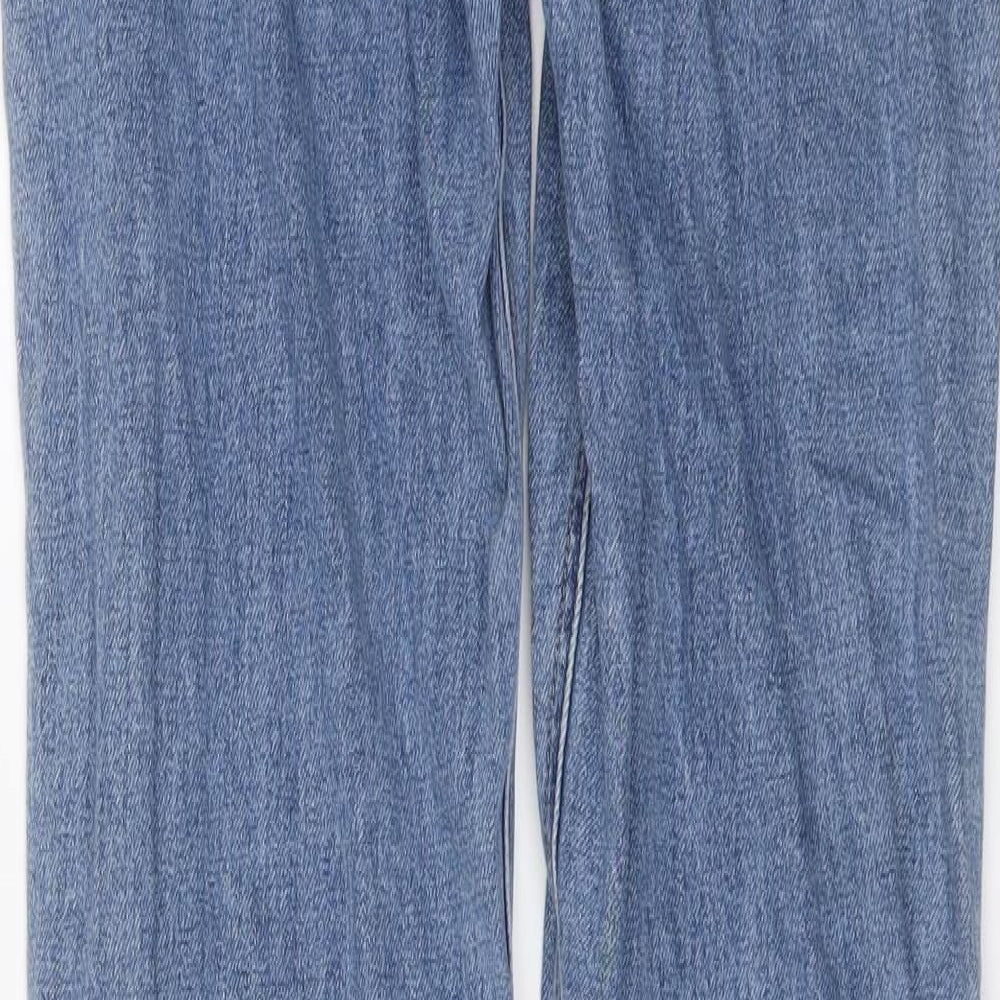 H&M Womens Blue Cotton Straight Jeans Size 8 L30 in Regular Button