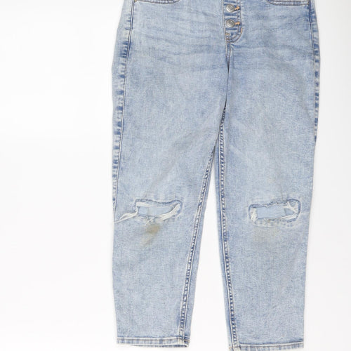 abercrombie kids Girls Blue Cotton Straight Jeans Size 9-10 Years Regular Pullover - Distressed