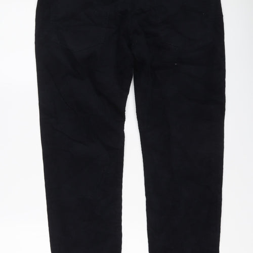 Marks and Spencer Mens Blue Cotton Trousers Size 34 in L29 in Regular Button