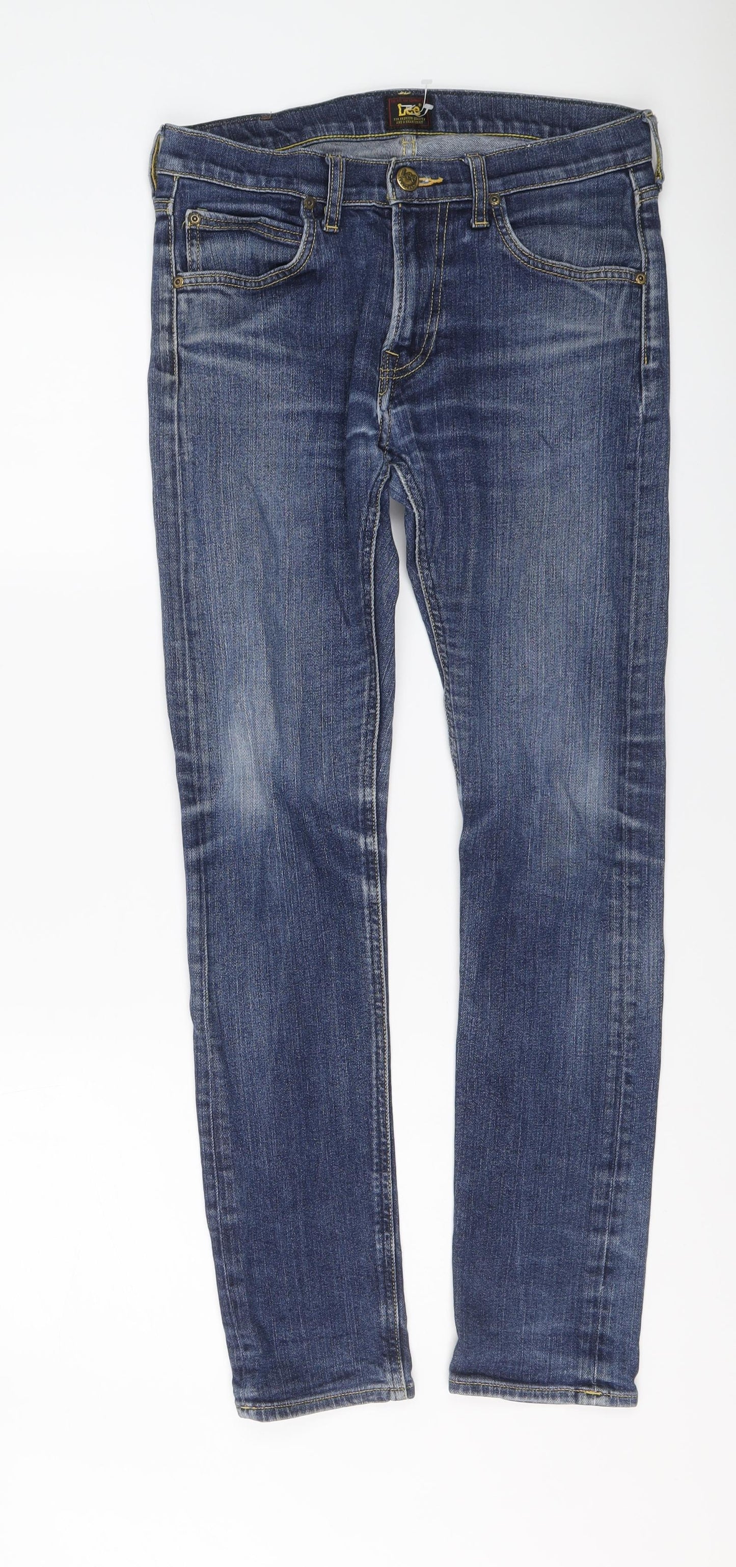 Lee Mens Blue Cotton Skinny Jeans Size 29 in Regular Button