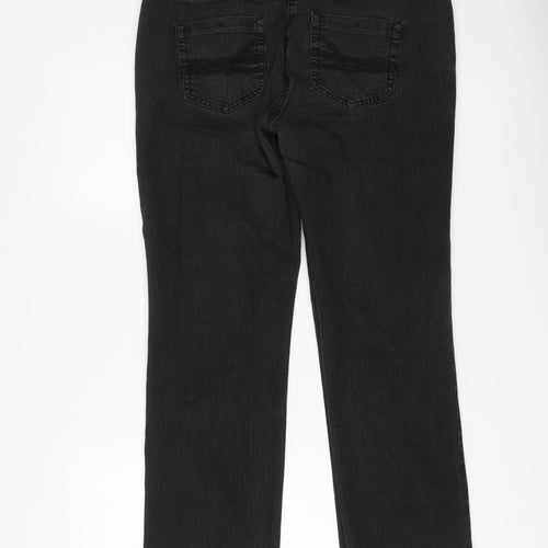 TU Womens Grey Cotton Straight Jeans Size 16 L30 in Regular Button