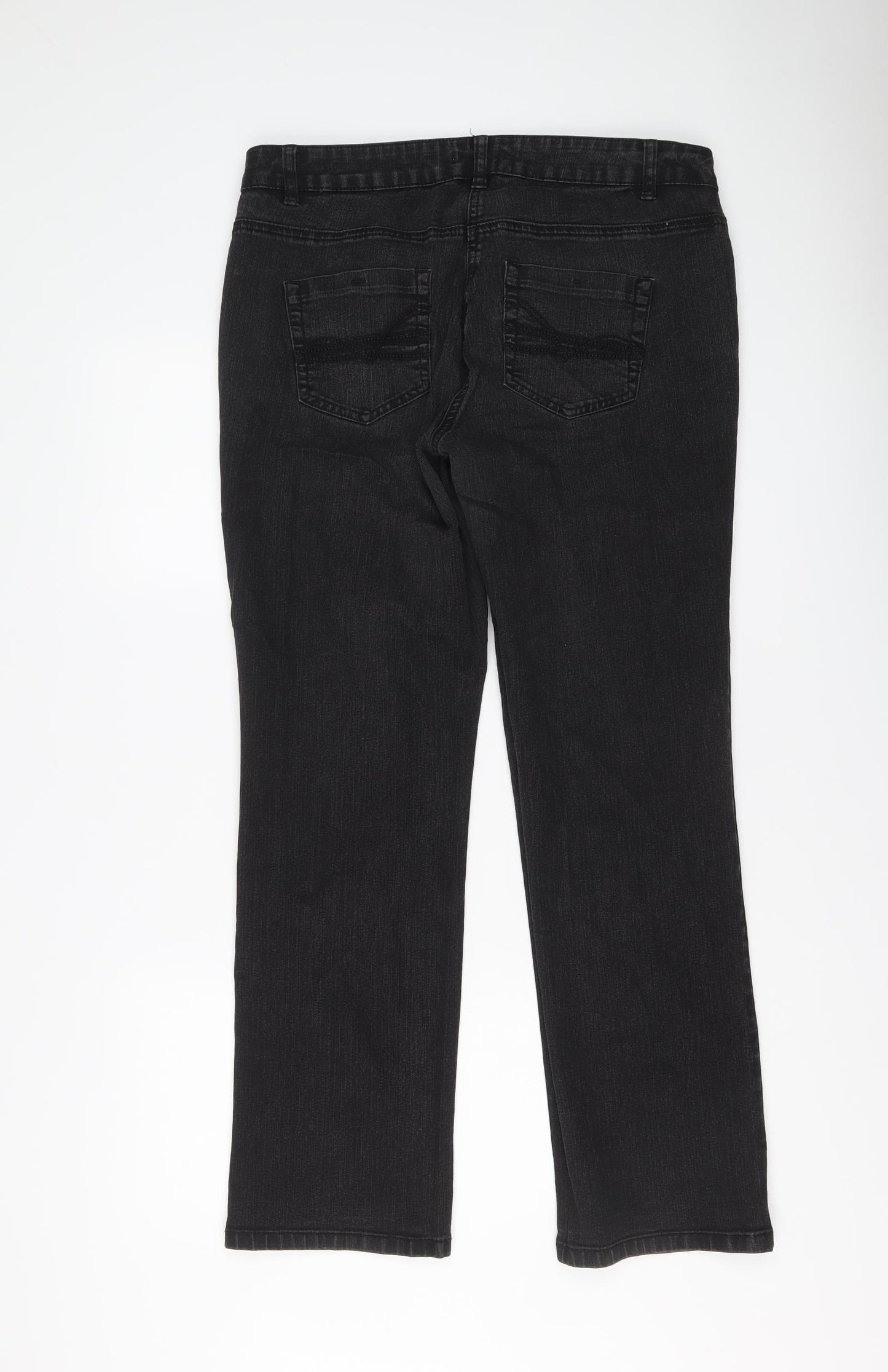 TU Womens Grey Cotton Straight Jeans Size 16 L30 in Regular Button