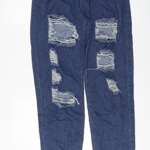 I SAW IT FIRST Womens Blue Cotton Mom Jeans Size 8 L27 in Regular Button