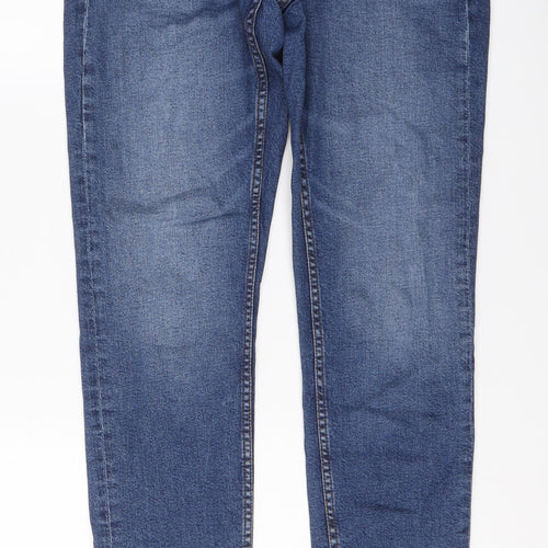 Pull&Bear Mens Blue Cotton Straight Jeans Size 30 in L30 in Slim Button